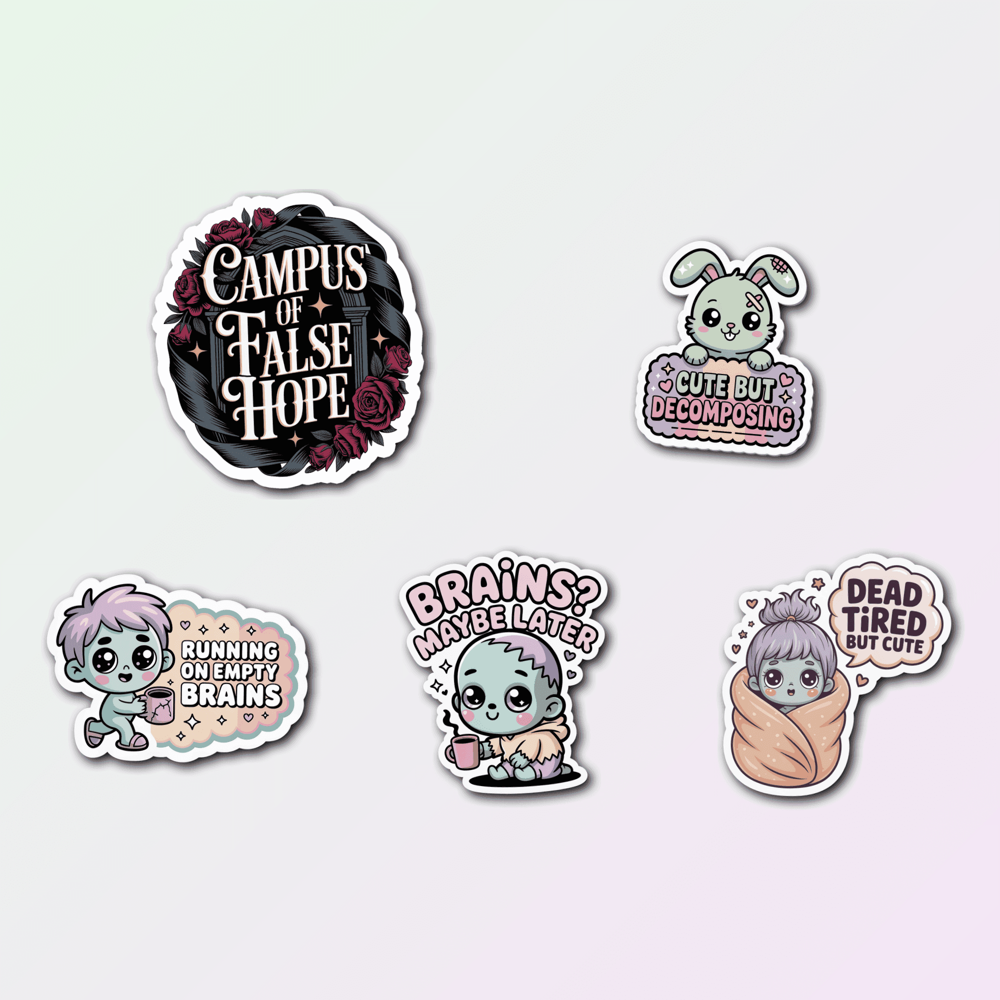 5 Cute Zombie Sticker Pack