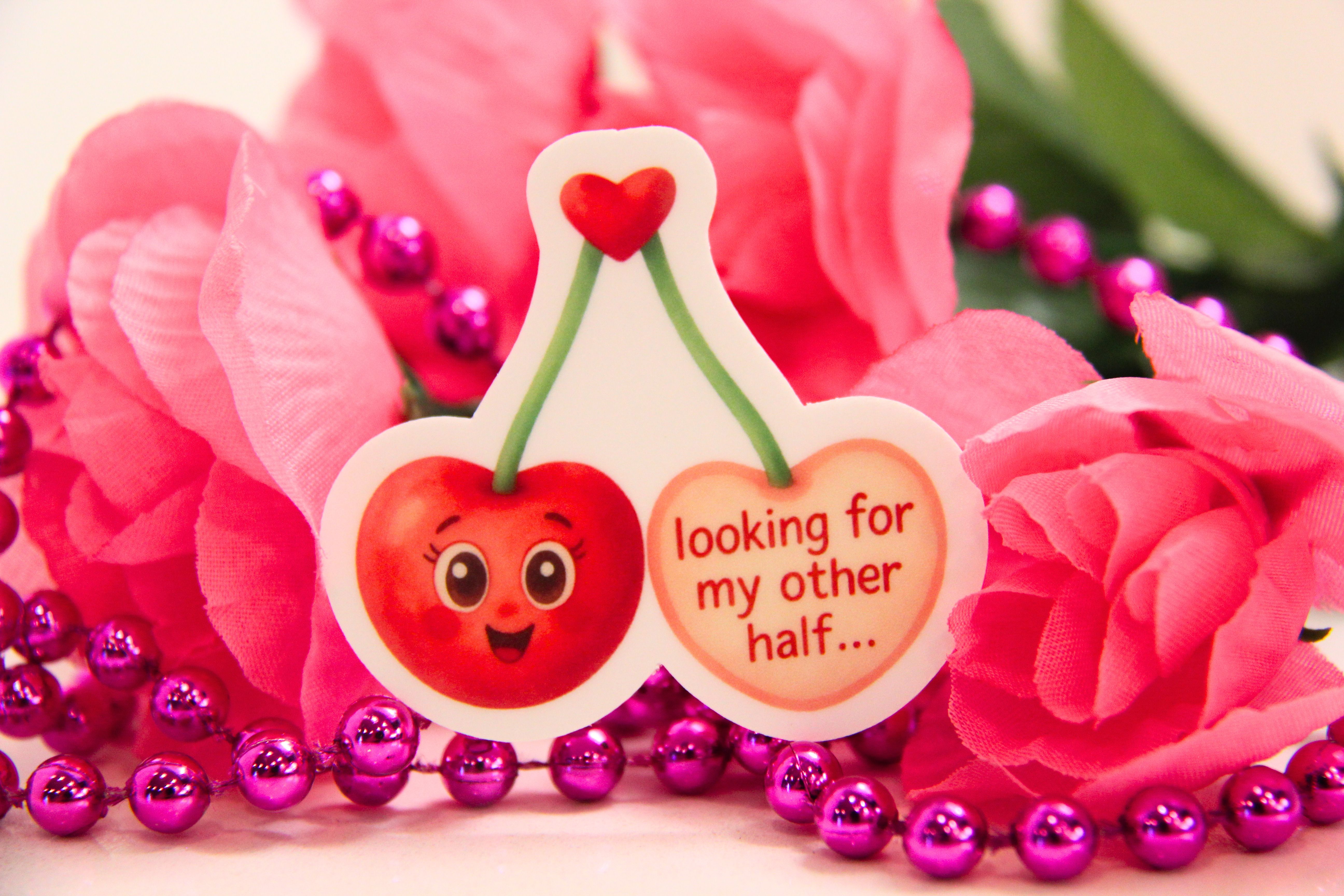Cherry Sticker "Looking for My Other Half"