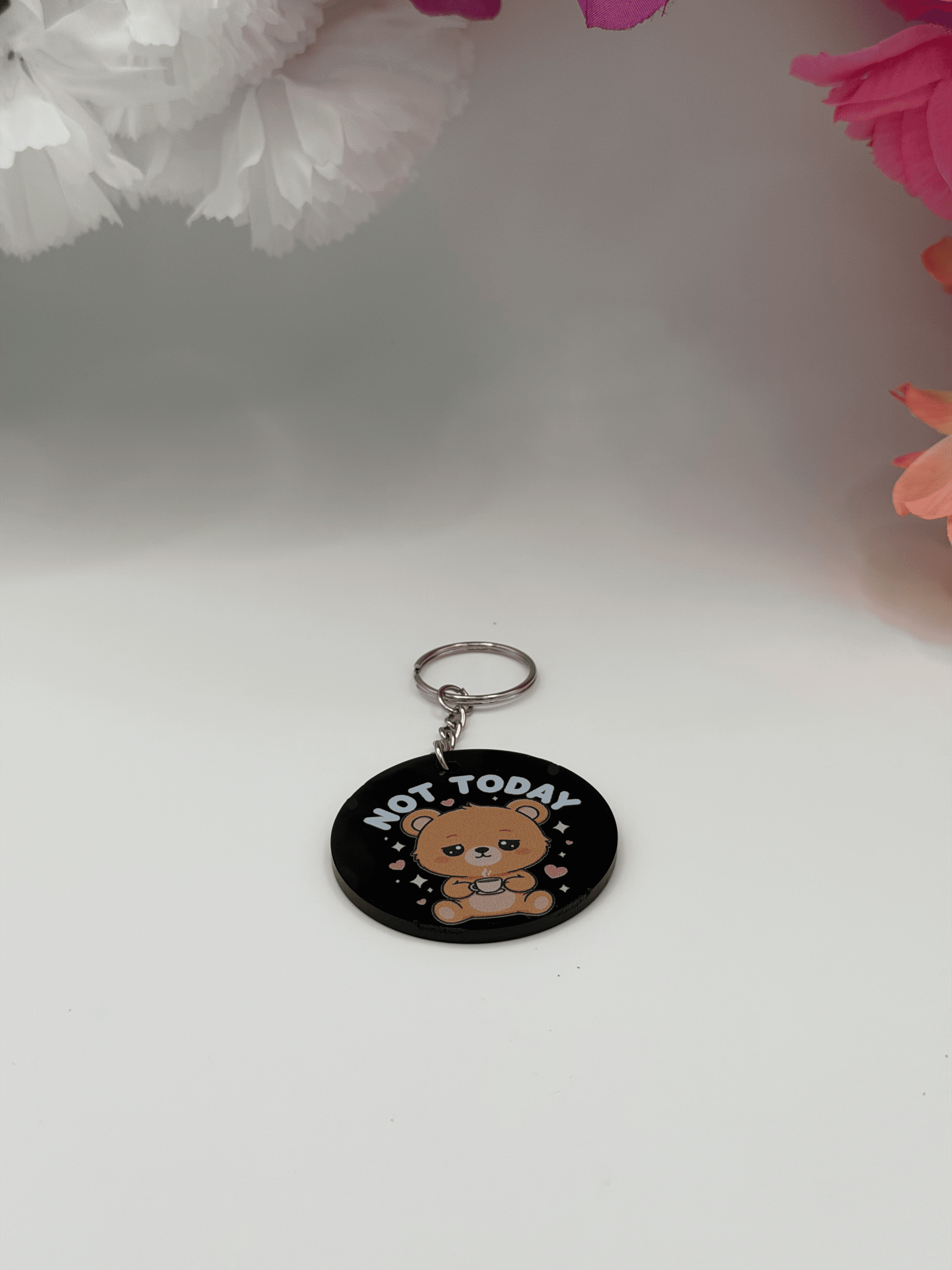 Kawaii Bear Not Today Acrylic Keychain