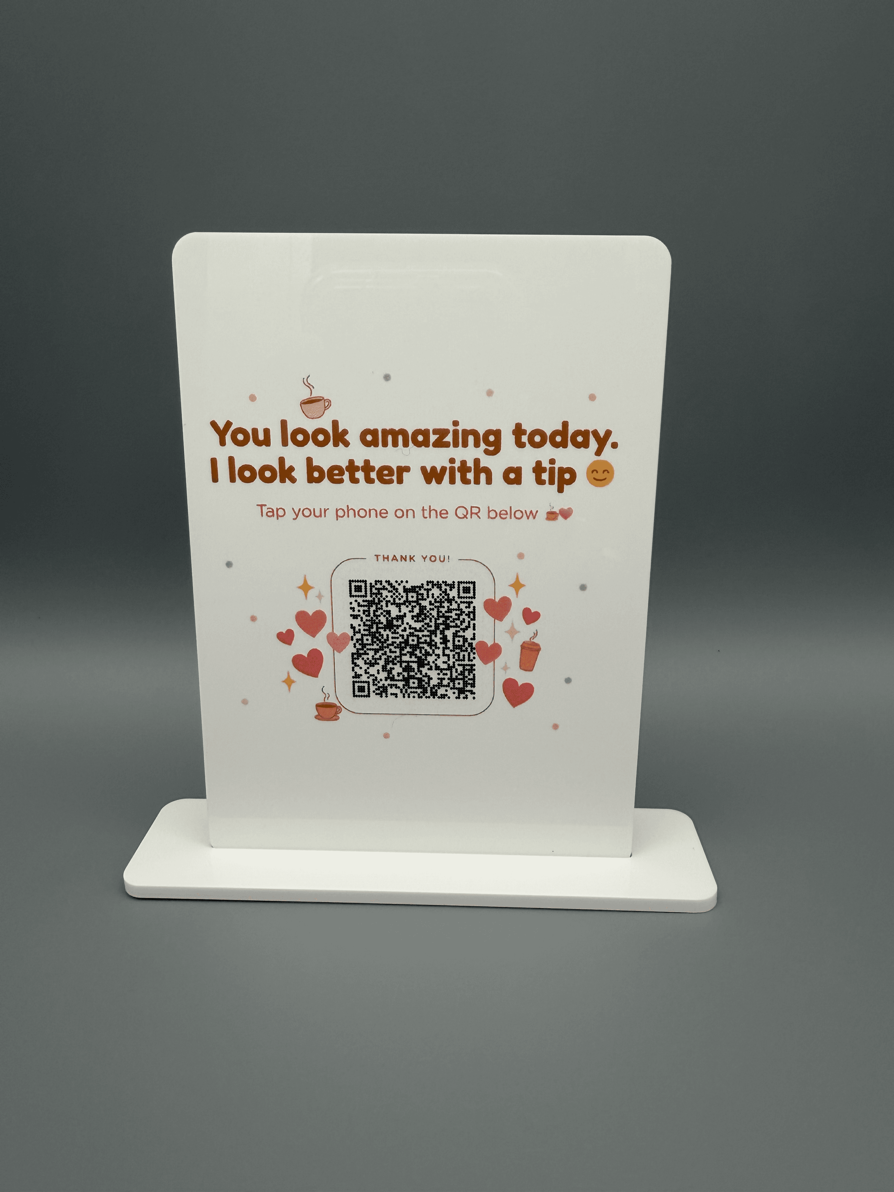 Custom QR Code Tip Sign Acrylic Stand for Coffee Shops