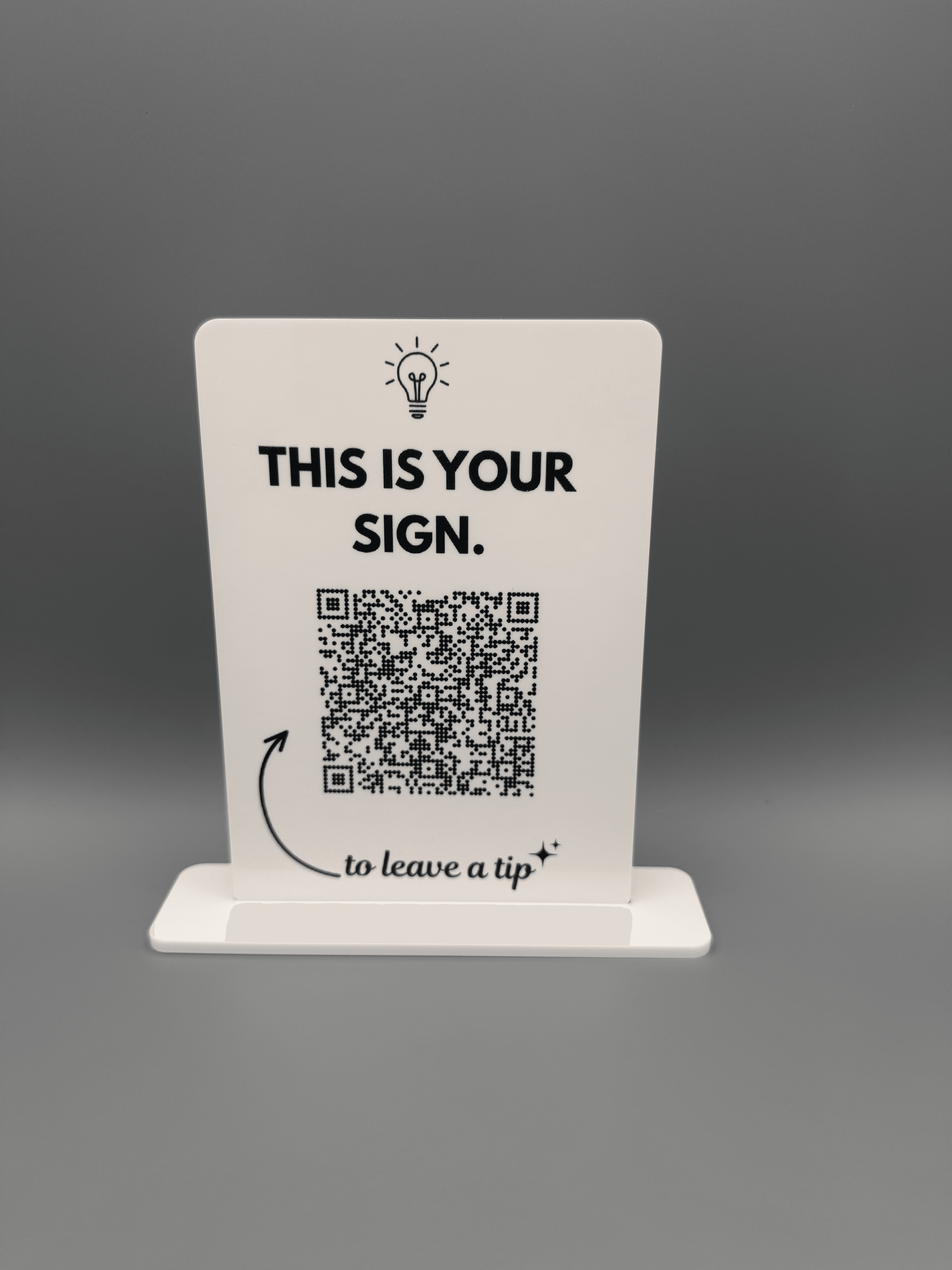 Personalized Acrylic QR Code Tip Sign with Stand