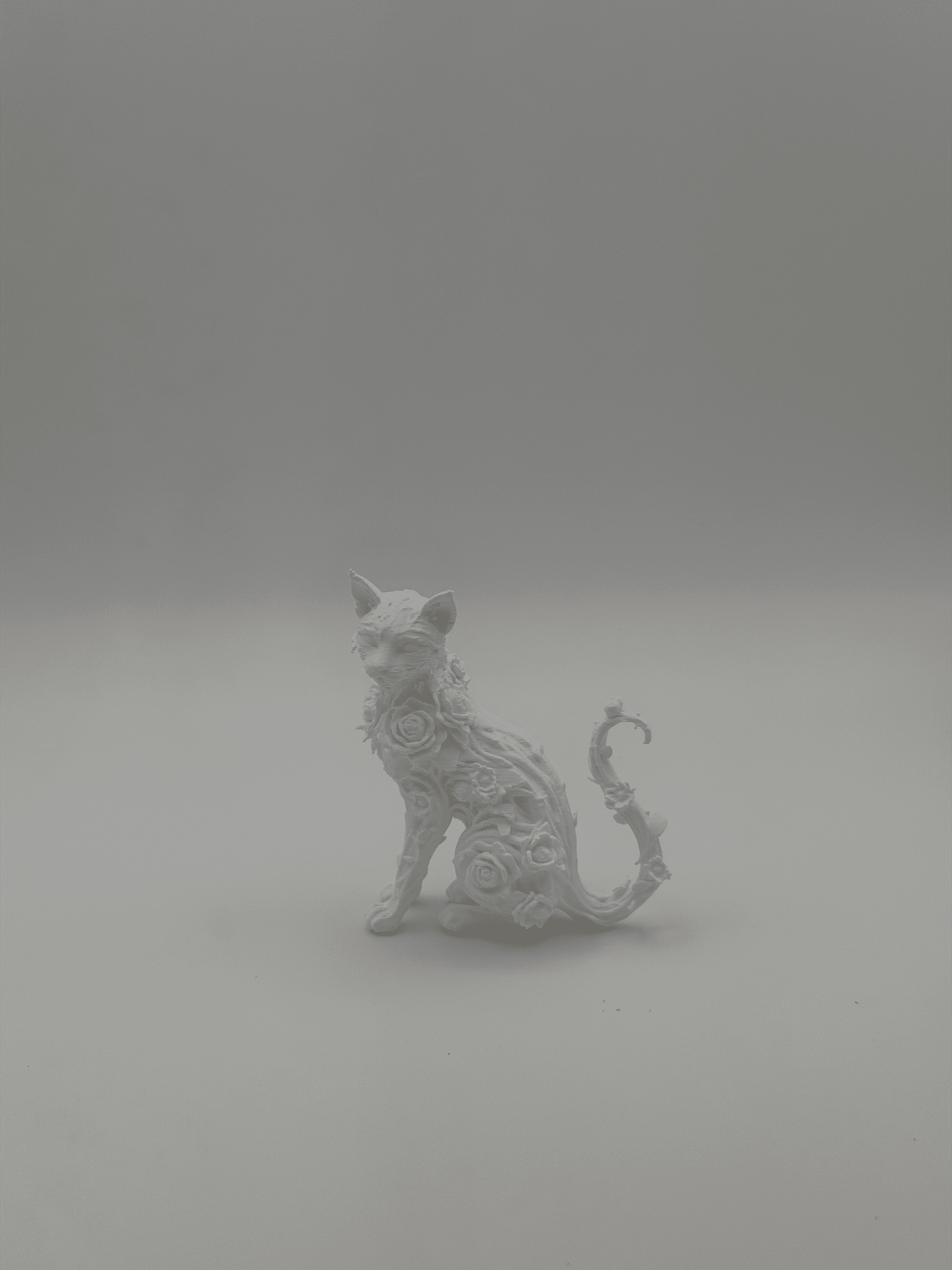 Floral White Cat Figurine 3D Printed Home Decor
