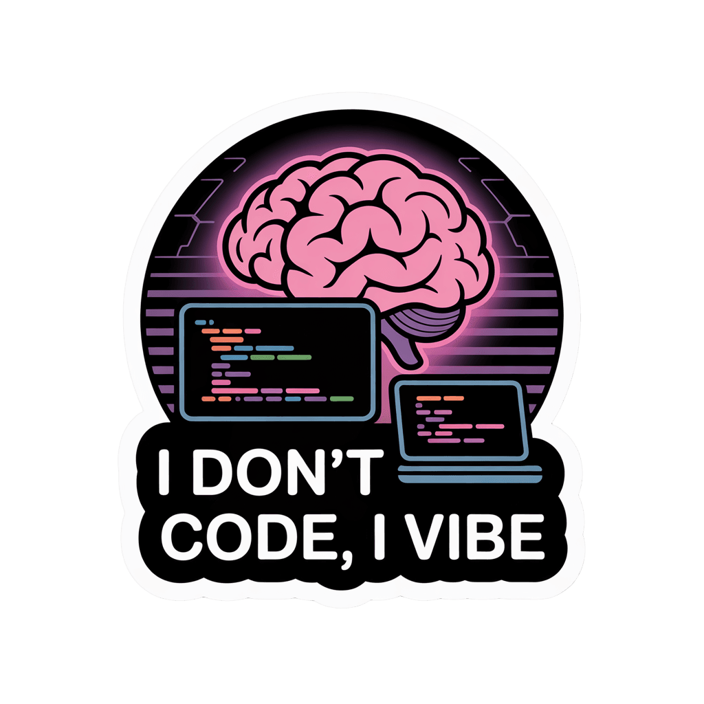 Funny Coding Brain and Laptop Vinyl Sticker
