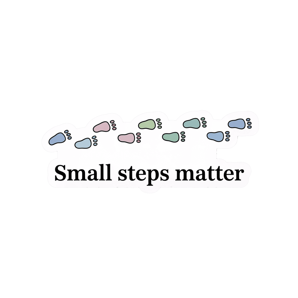 Inspirational Small Steps Matter Footprints Sticker