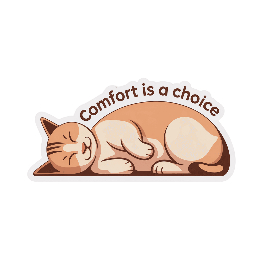 Cute Sleeping Cat Comfort Quote Sticker