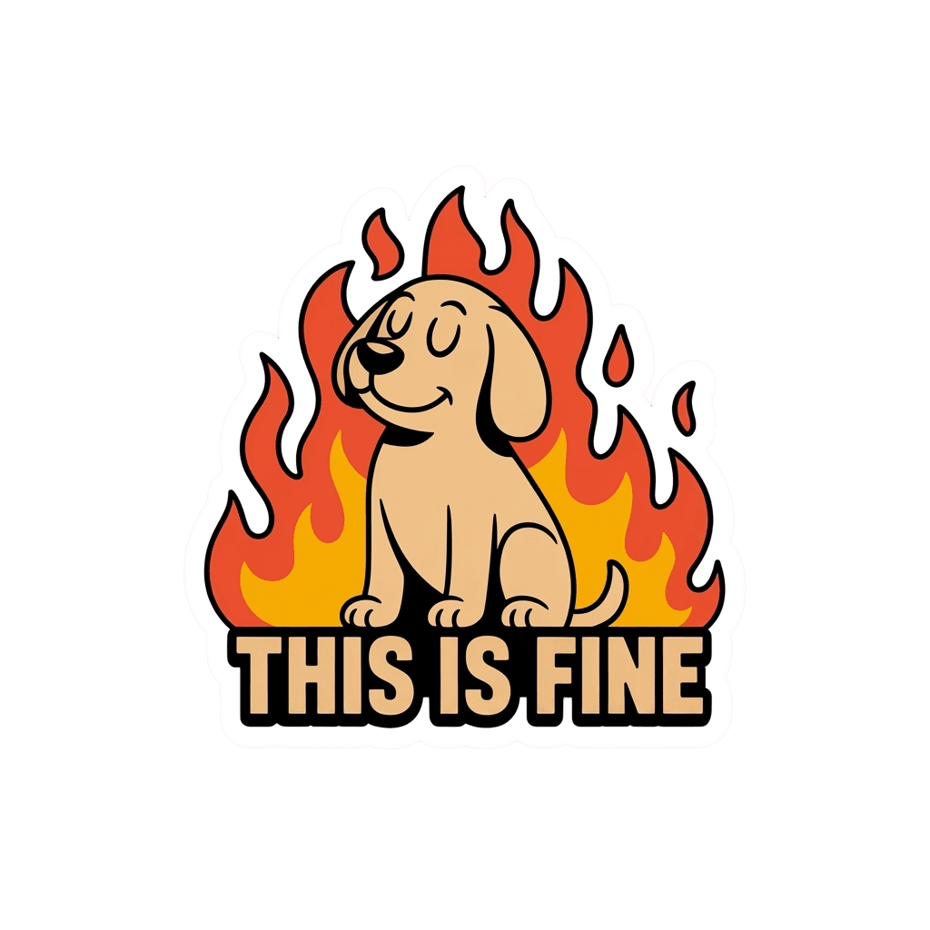 Funny Dog in Flames This Is Fine Sticker