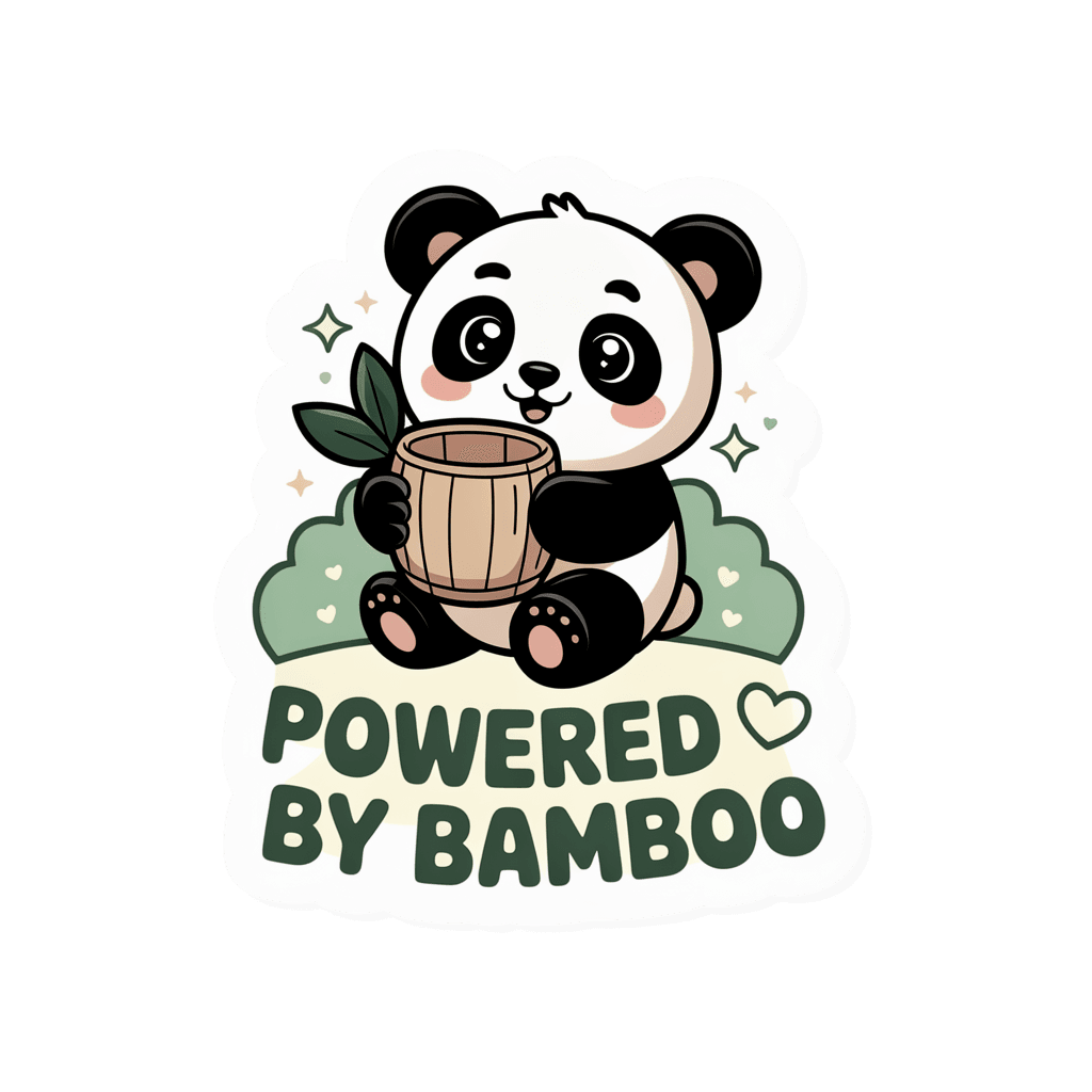 Kawaii Panda Powered By Bamboo Vinyl Sticker