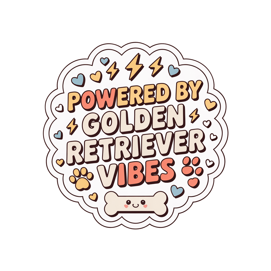 Powered By Golden Retriever Vibes Cute Dog Sticker