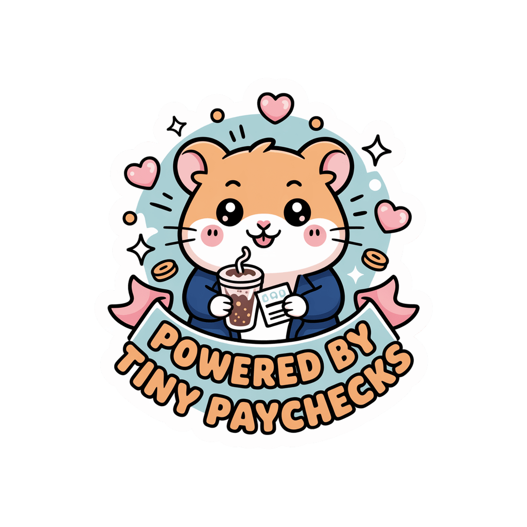 Cute Hamster Powered By Tiny Paychecks Sticker
