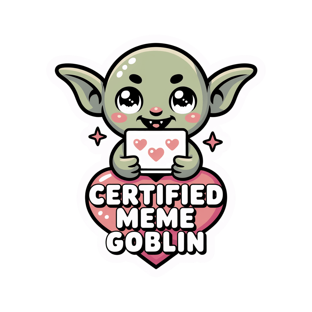 Certified Meme Goblin Cute Heart Vinyl Sticker