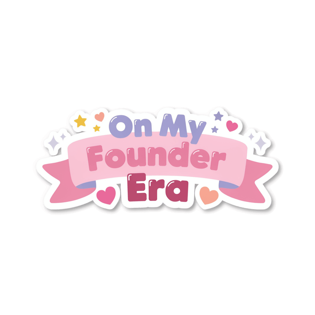 On My Founder Era Cute Pink Banner Sticker