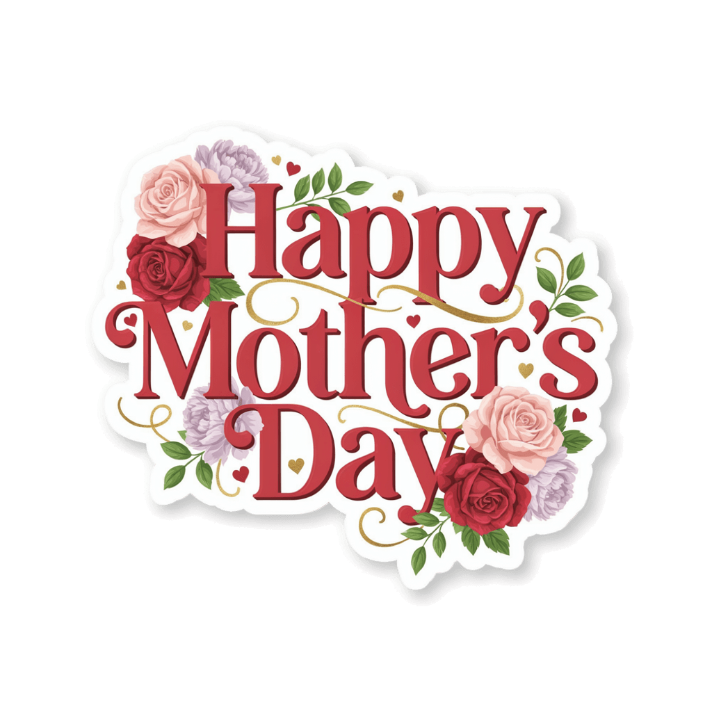 Happy Mother's Day Floral Roses Vinyl Sticker