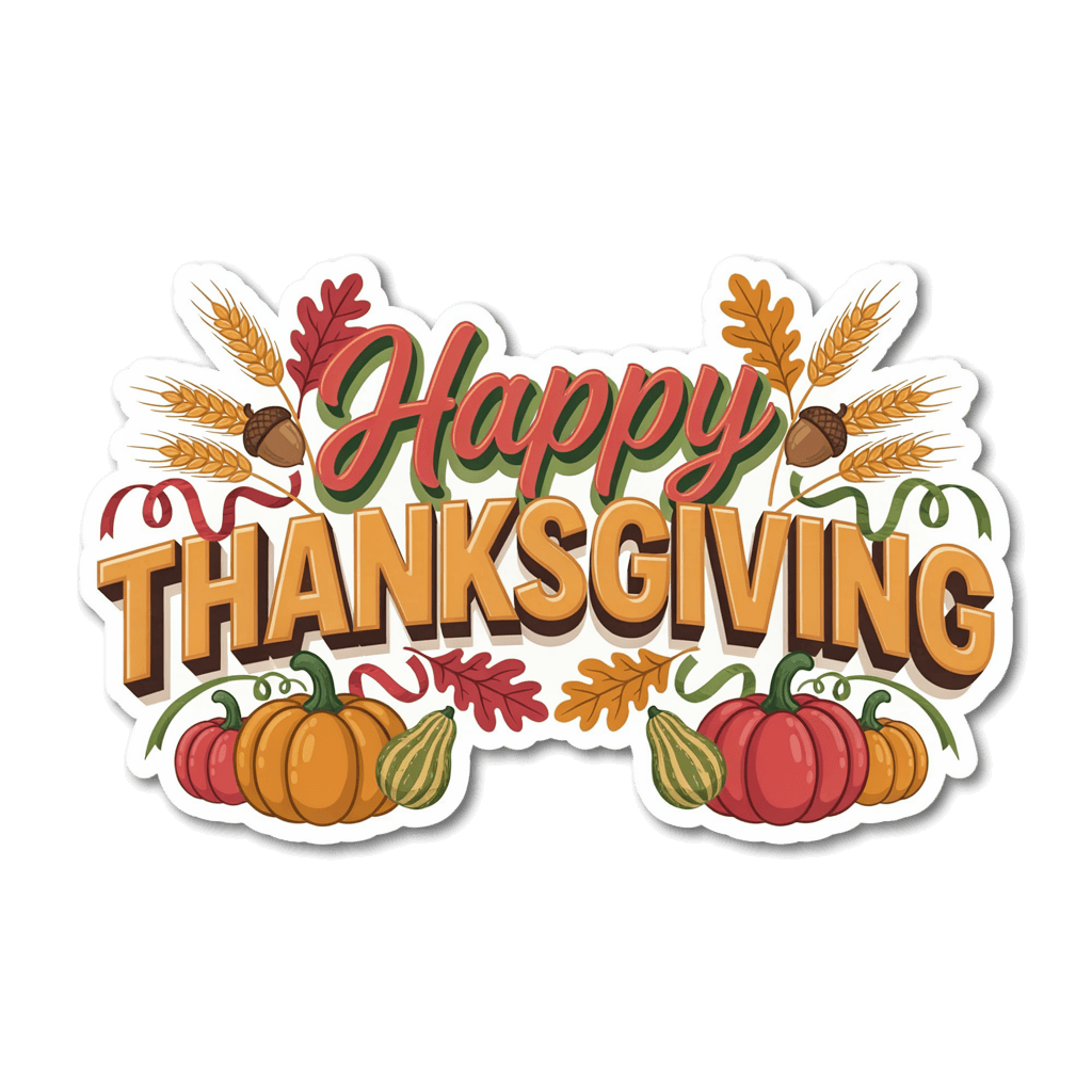 Happy Thanksgiving Autumn Harvest Sticker