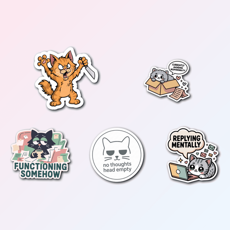5 Funny Cat Meme Sticker Pack