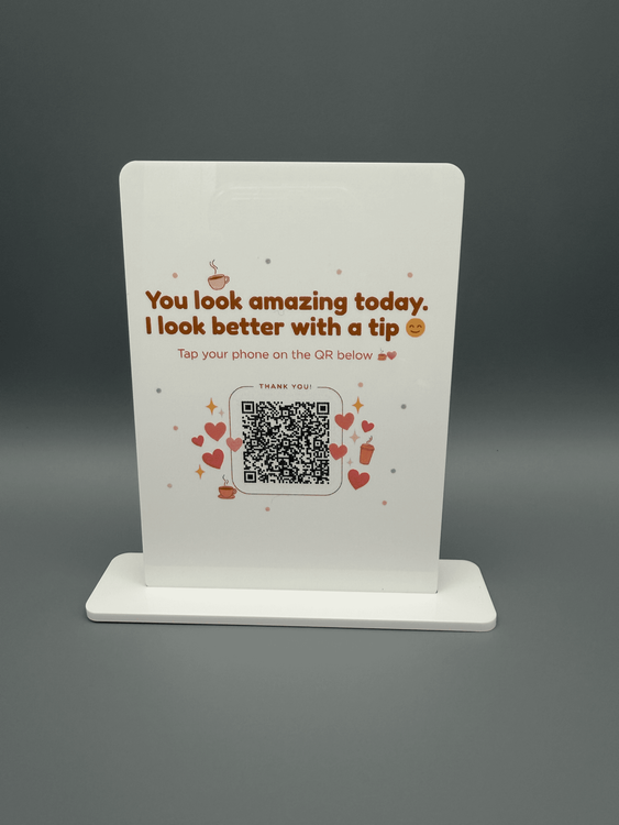 Custom QR Code Tip Sign Acrylic Stand for Coffee Shops