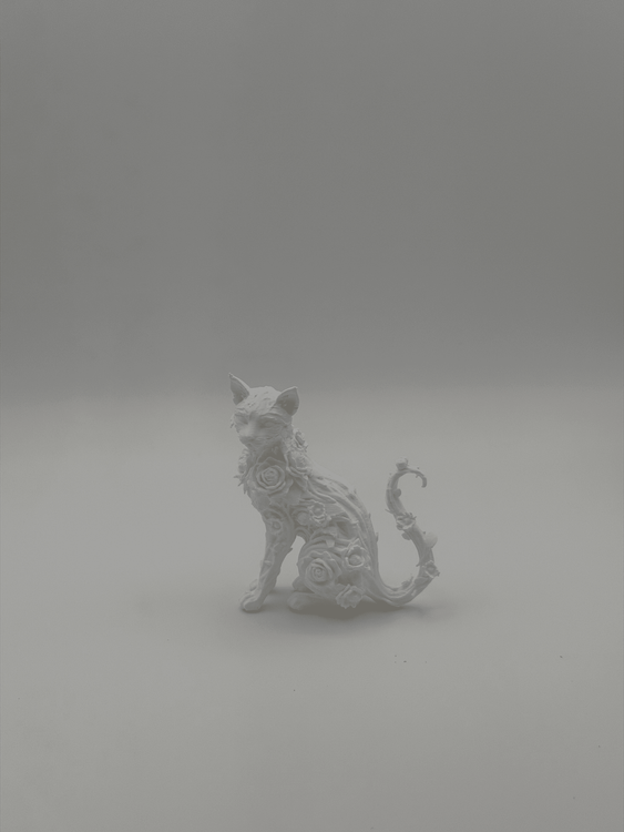 Floral White Cat Figurine 3D Printed Home Decor