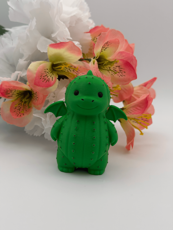 Cactus Dino Figurine – Hand-Painted 3D Printed PLA