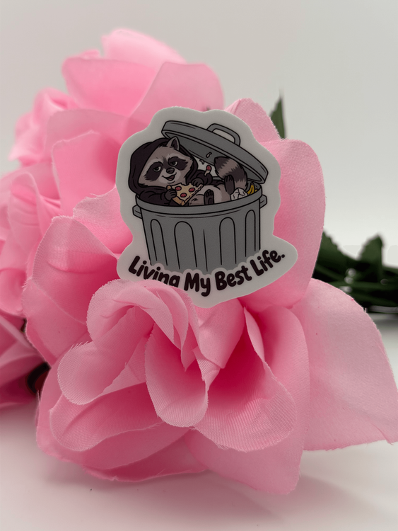 Funny Raccoon Trash Can Vinyl Sticker | Trash Panda Die Cut Decal