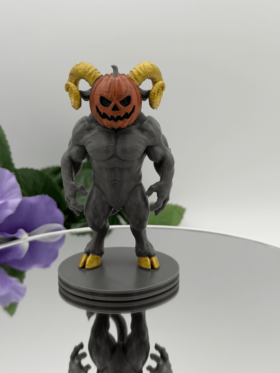 Horned Pumpkin Demon – 3D Printed Halloween Statue