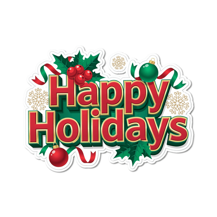 Happy Holidays Holly Christmas Vinyl Sticker