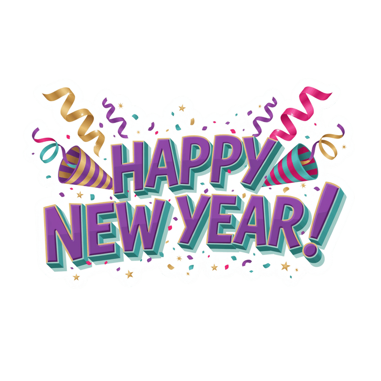 Happy New Year Party Confetti Vinyl Sticker