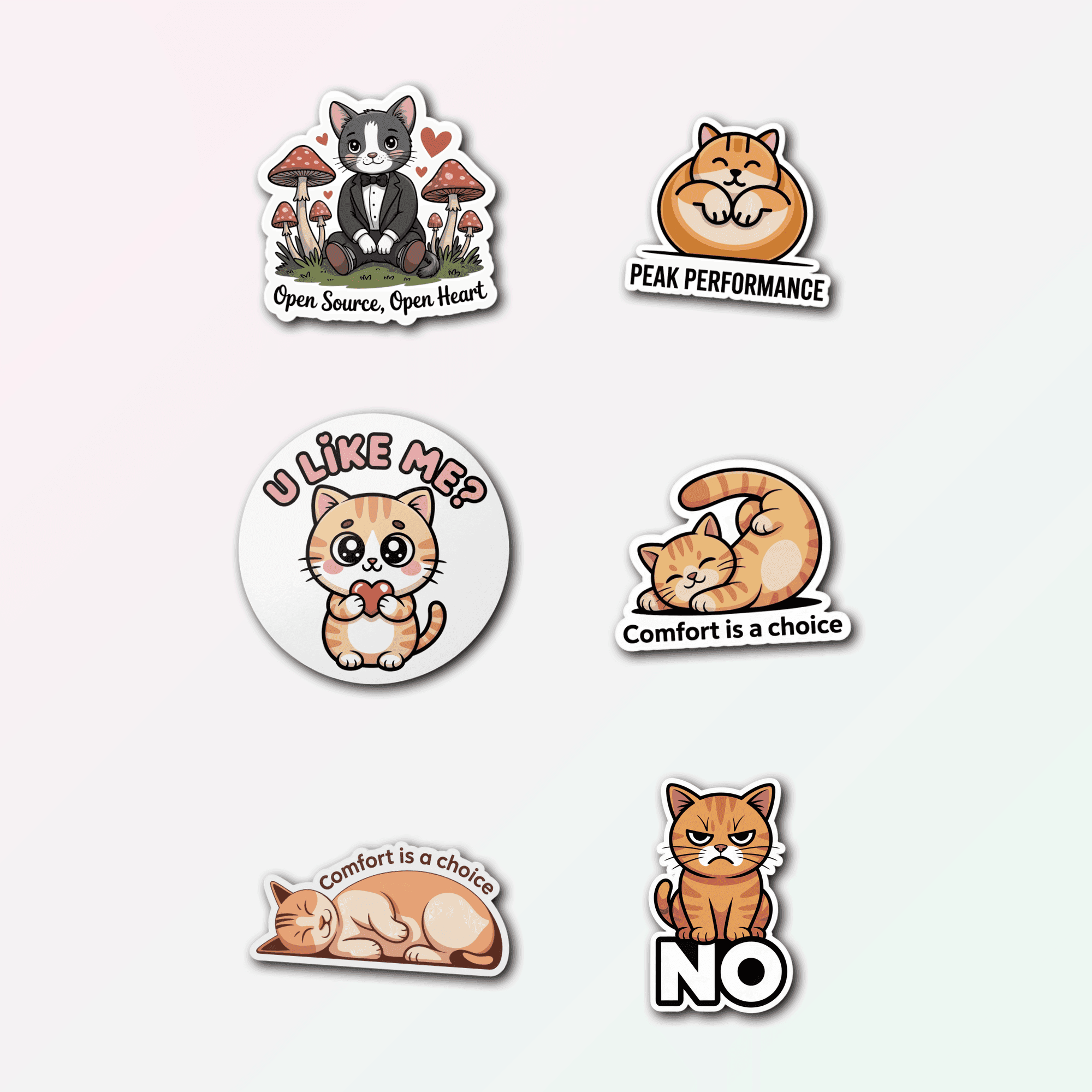 6 Cute Cat Sticker Pack